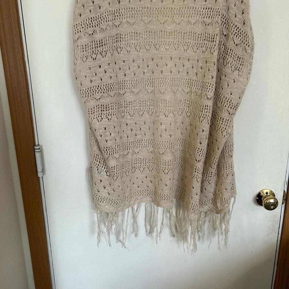 Canyon River blue large open front cream, bohemian cardigan